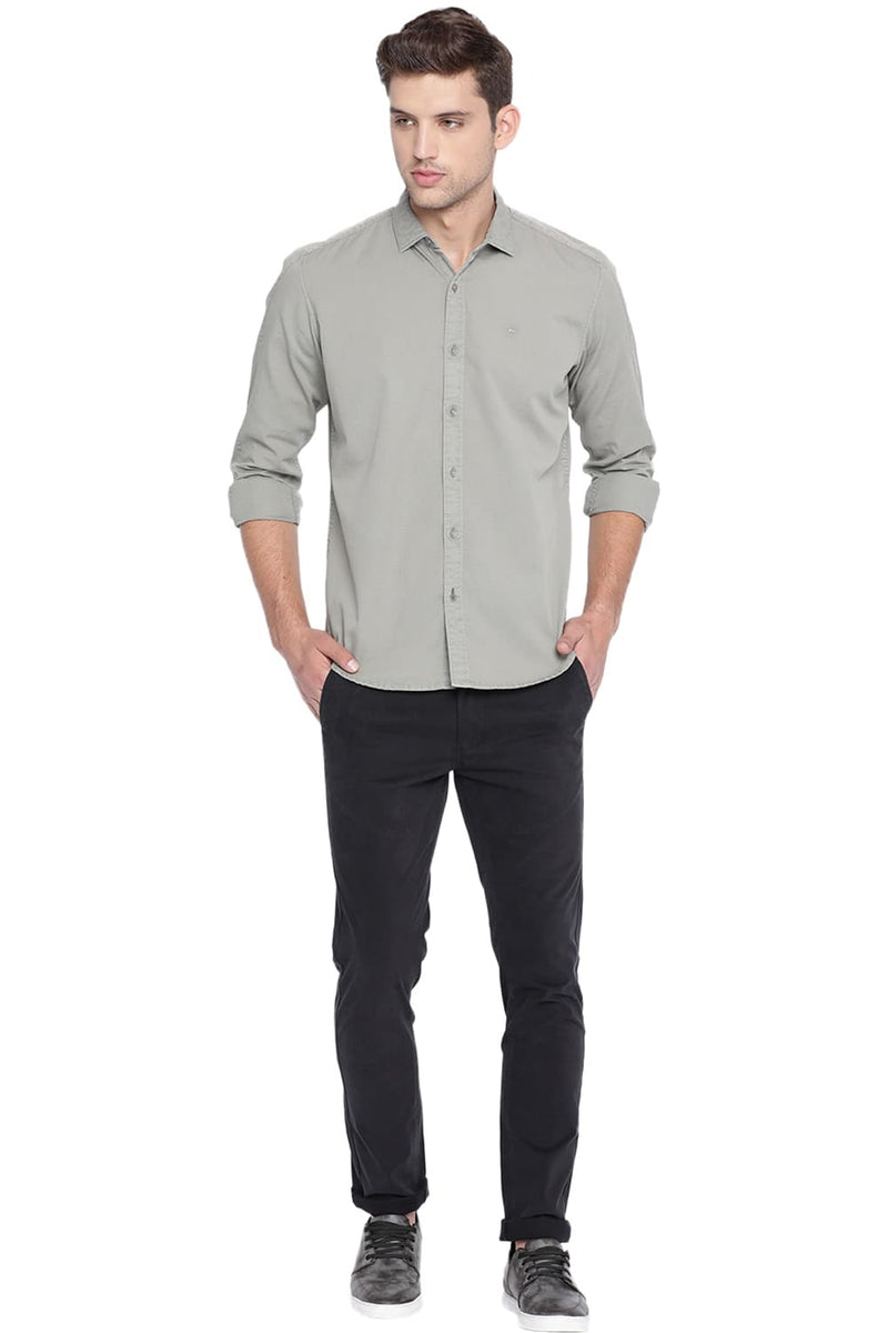 BASICS SLIM FIT DOBBY SHIRT