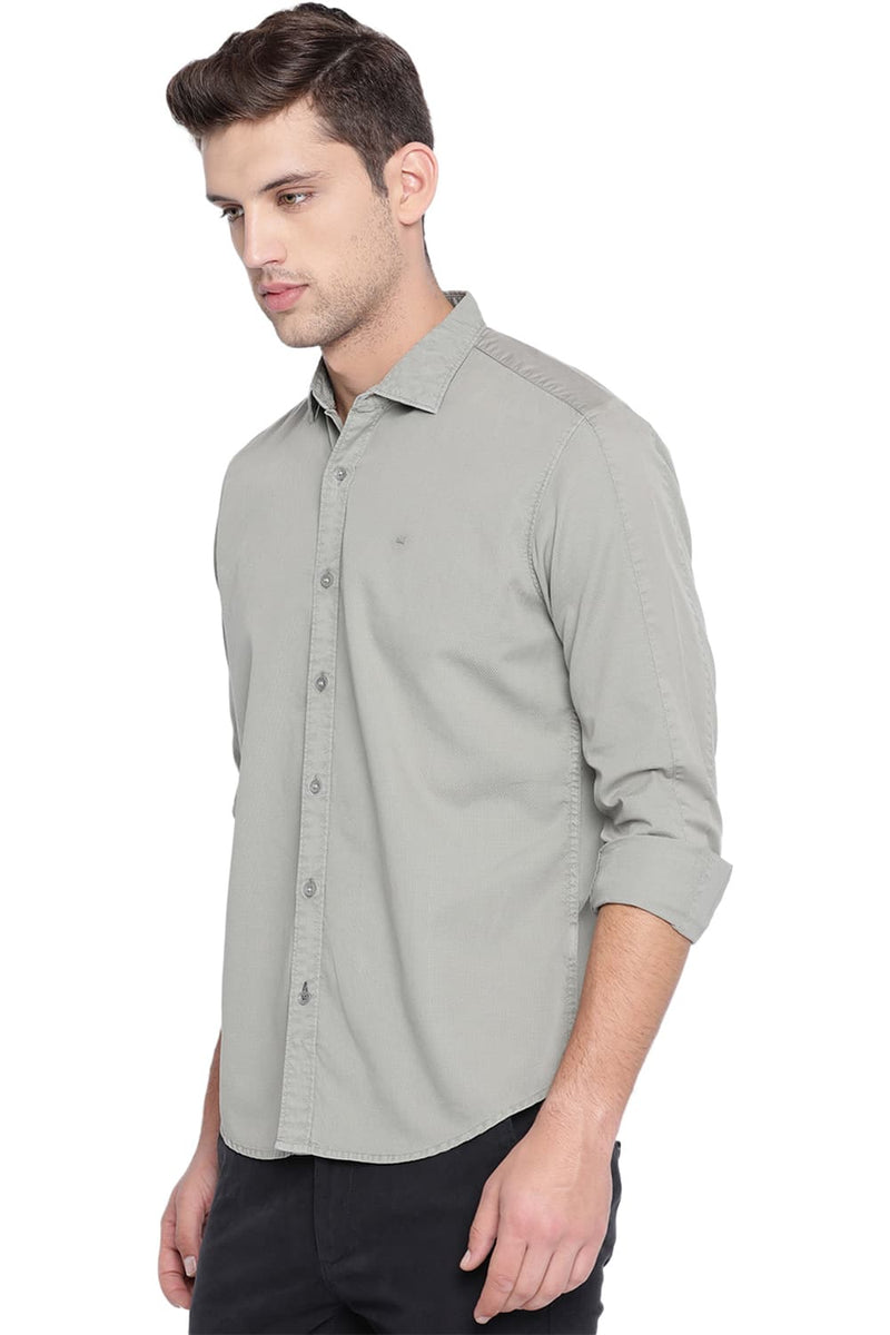 BASICS SLIM FIT DOBBY SHIRT