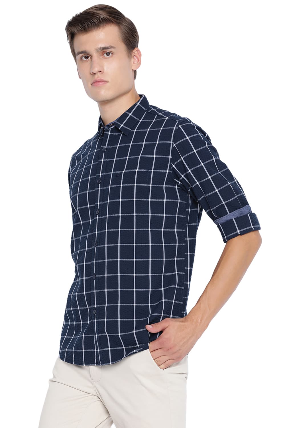 BASICS SLIM FIT CHECKS SHIRT