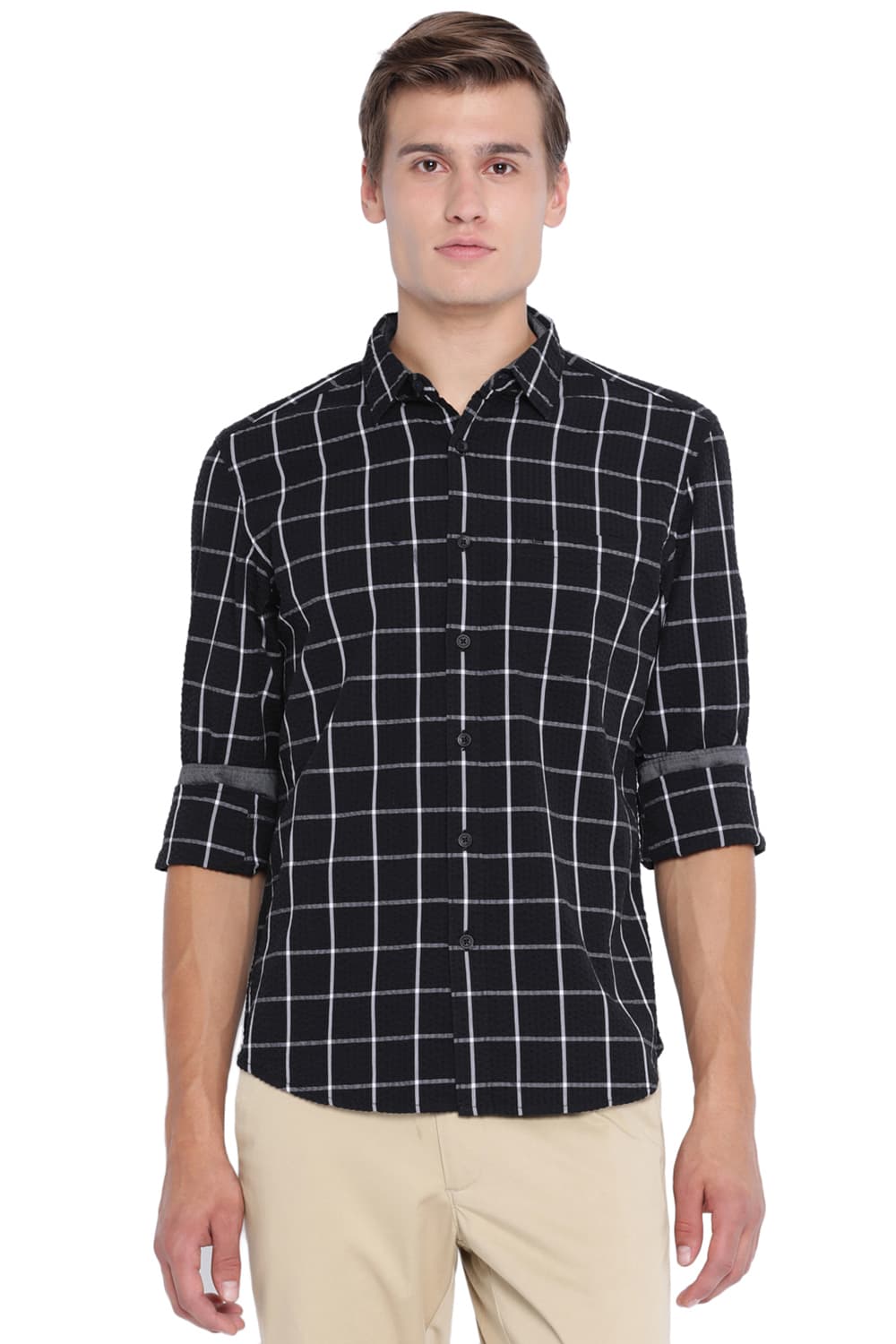 BASICS SLIM FIT CHECKS SHIRT