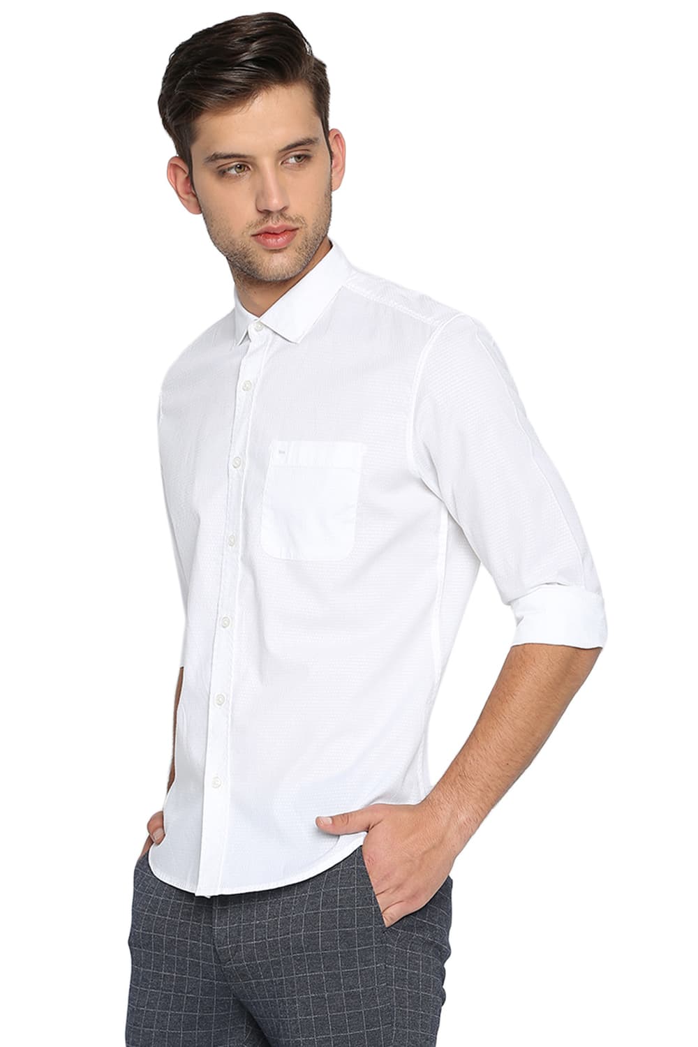 BASICS SLIM FIT DOBBY SHIRT