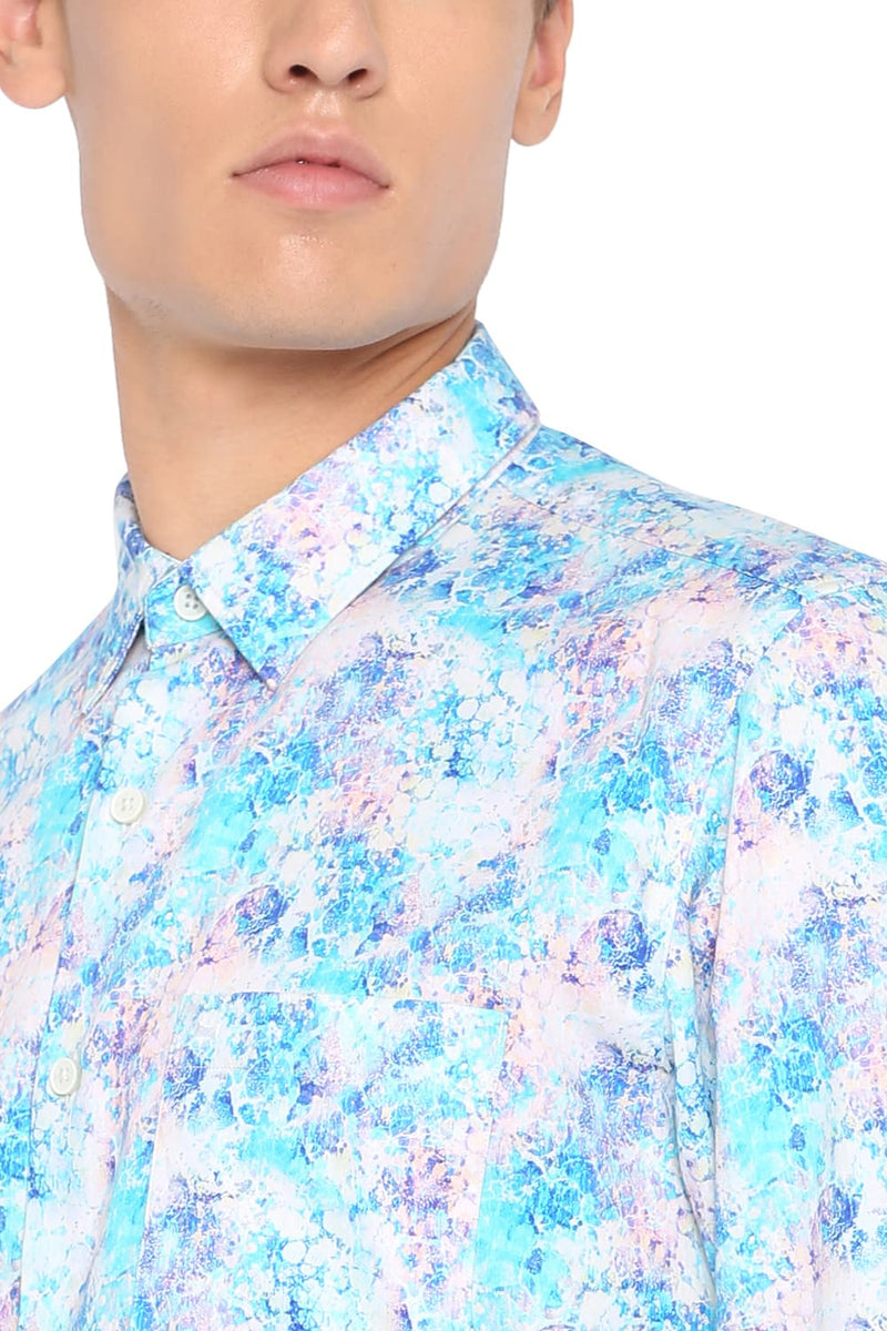 BASICS SLIM FIT PRINTED SHIRT