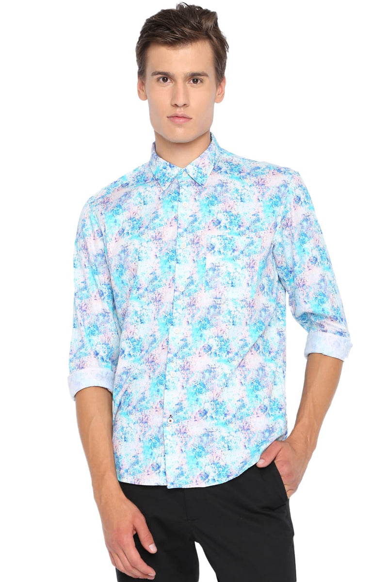 BASICS SLIM FIT PRINTED SHIRT