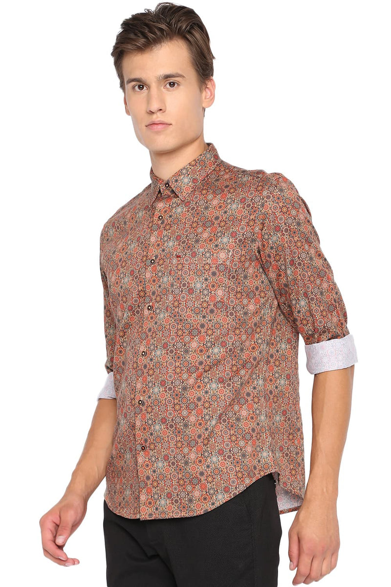 BASICS SLIM FIT PRINTED SHIRT