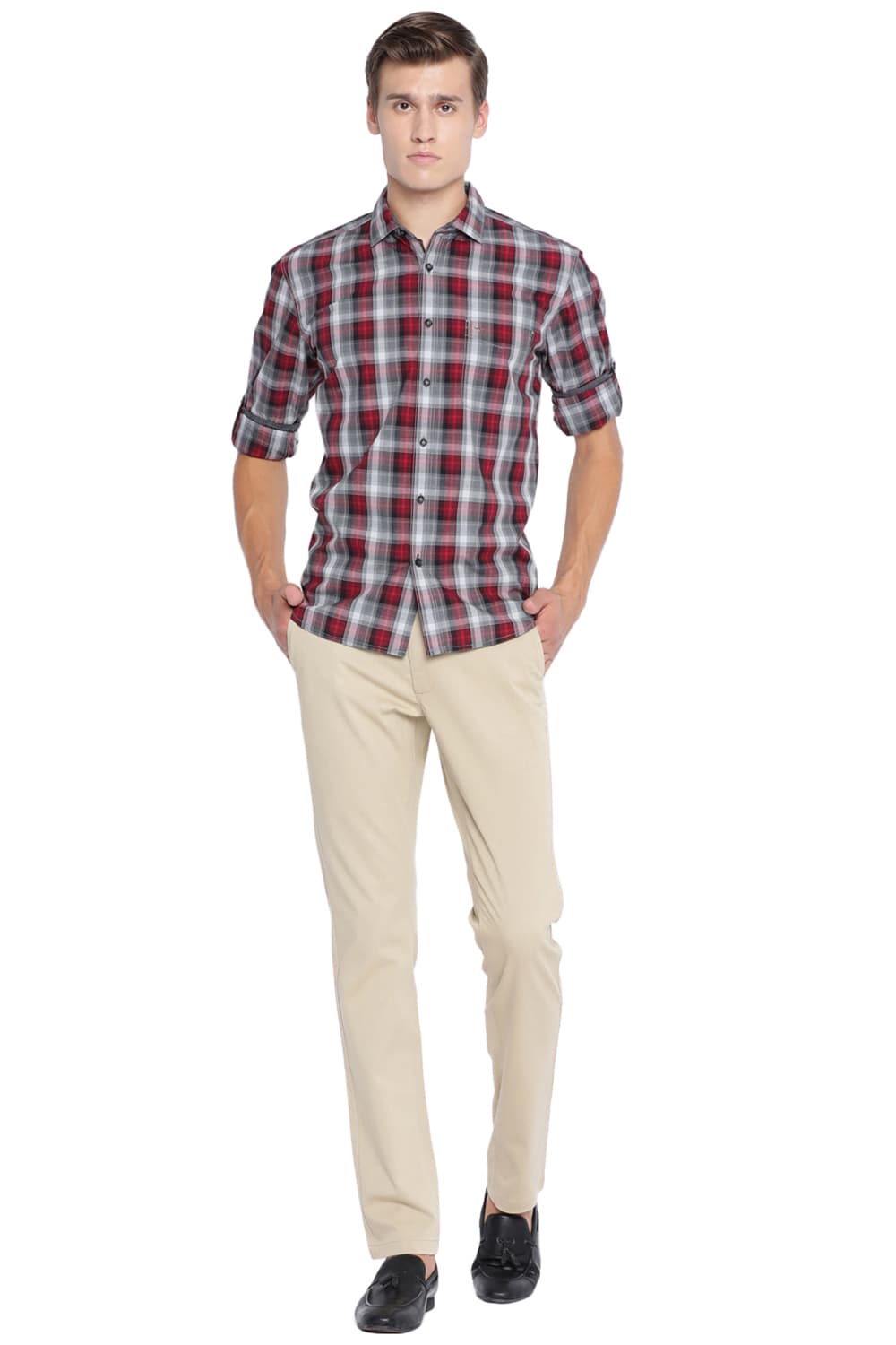 BASICS SLIM FIT CHECKS SHIRT