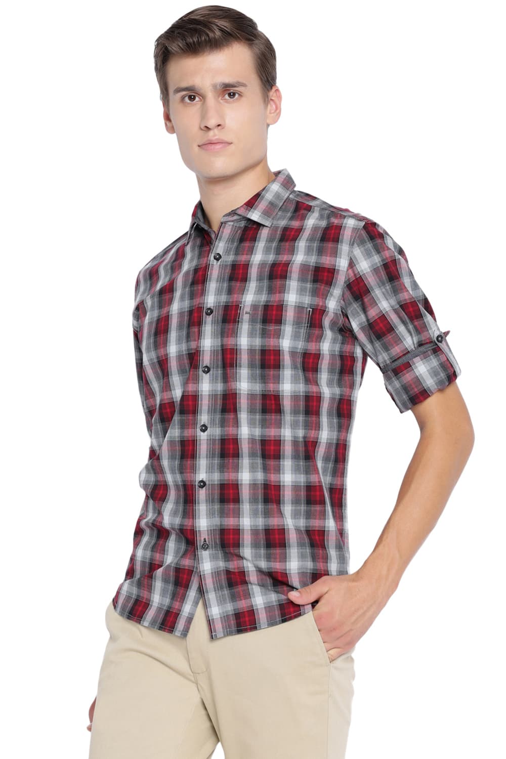 BASICS SLIM FIT CHECKS SHIRT