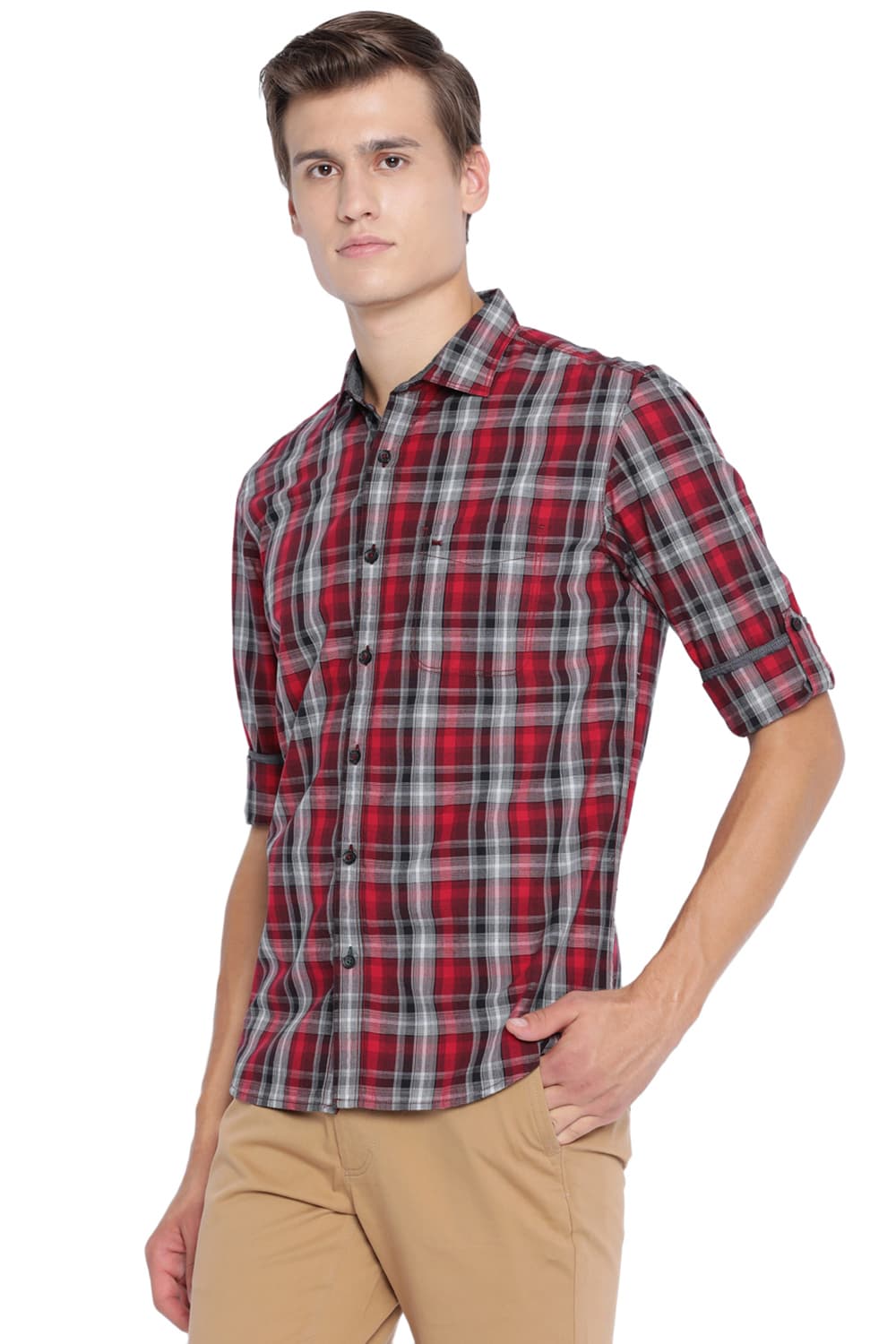 BASICS SLIM FIT CHECKS SHIRT