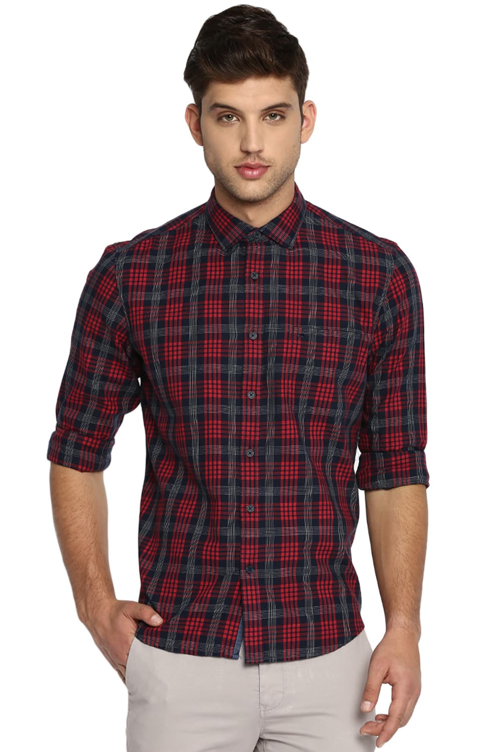 BASICS SLIM FIT CHECKS SHIRT