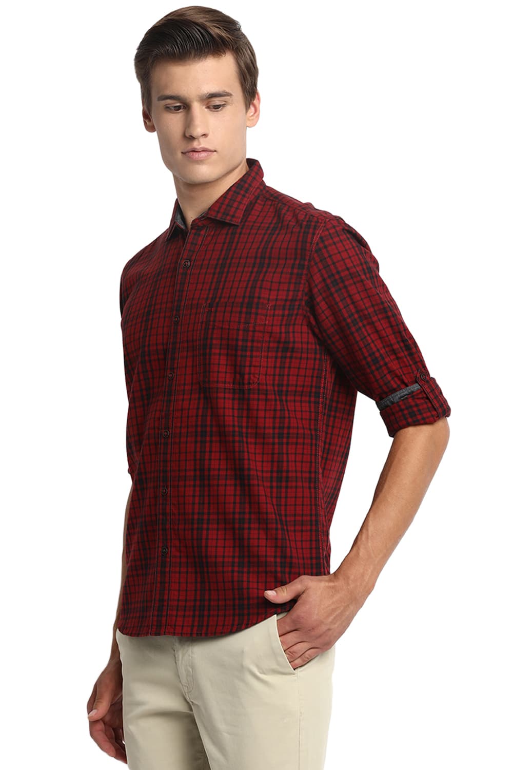 BASICS SLIM FIT CHECKS SHIRT