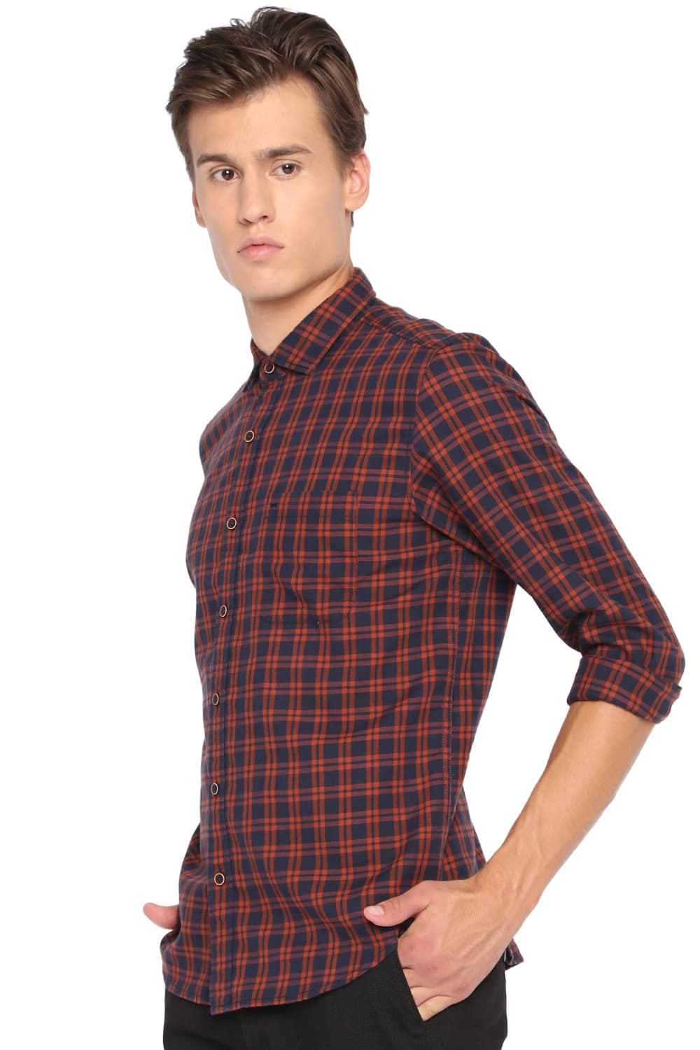 BASICS SLIM FIT CHECKS SHIRT