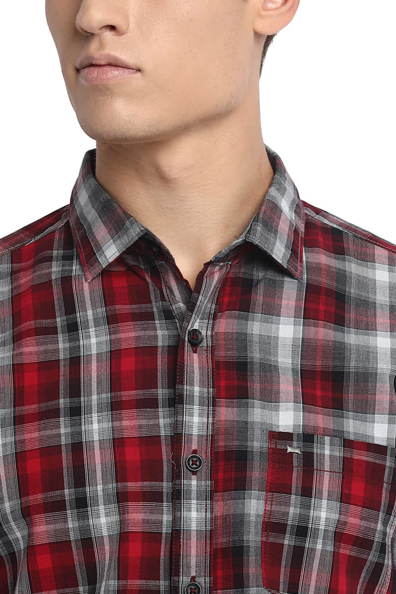 BASICS SLIM FIT MIX AND MATCH CHECKS SHIRT