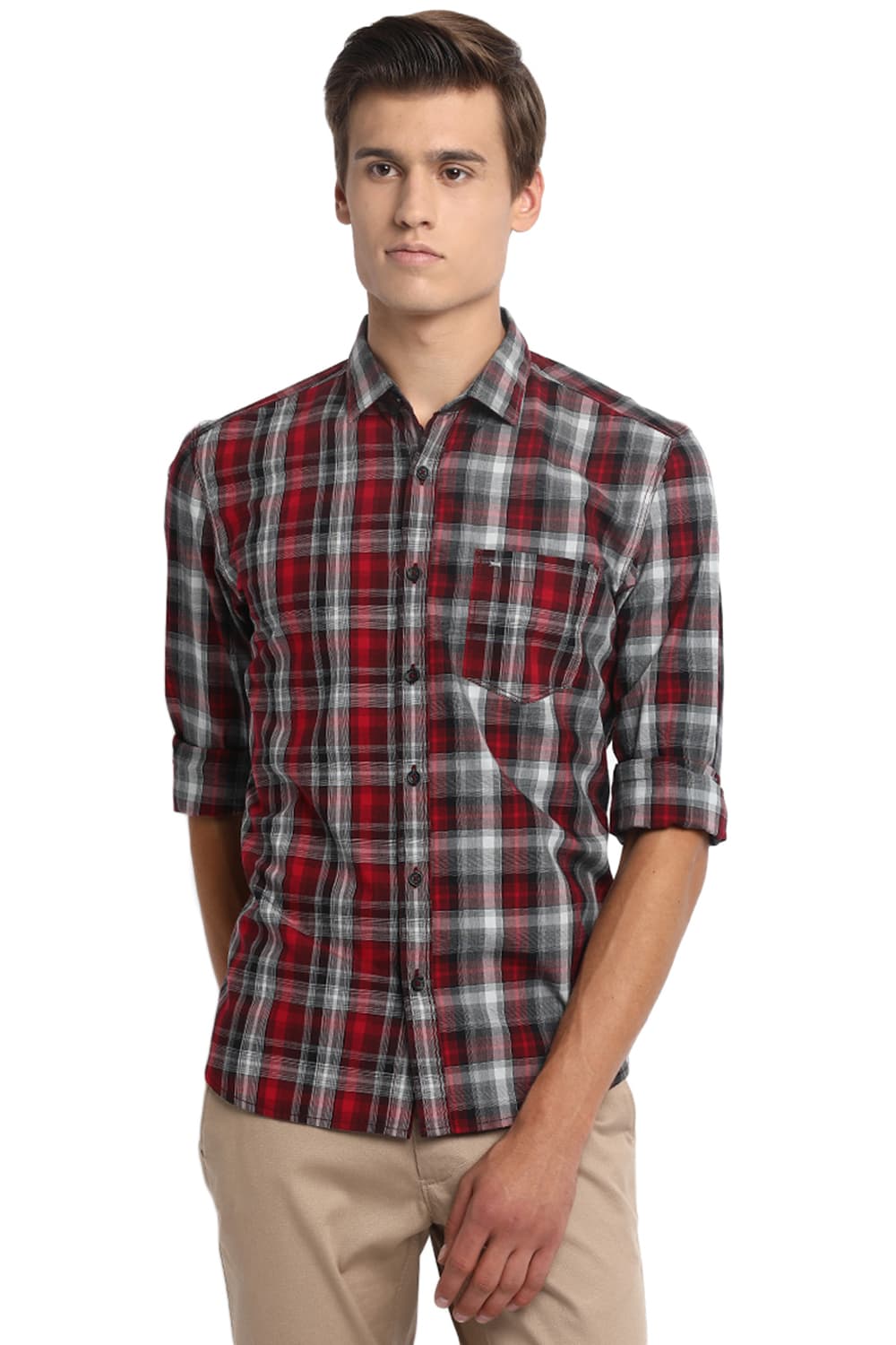 BASICS SLIM FIT MIX AND MATCH CHECKS SHIRT