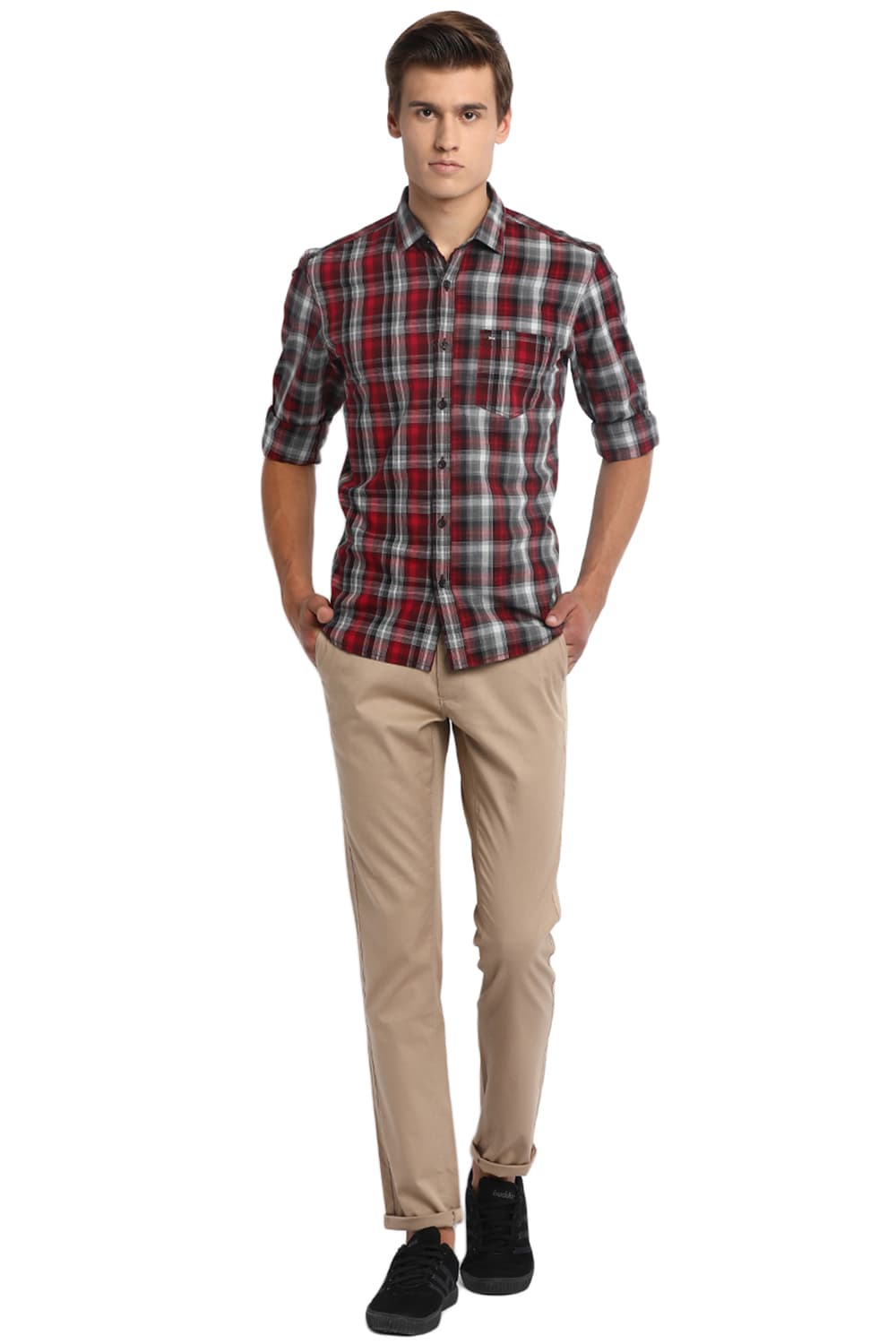 BASICS SLIM FIT MIX AND MATCH CHECKS SHIRT