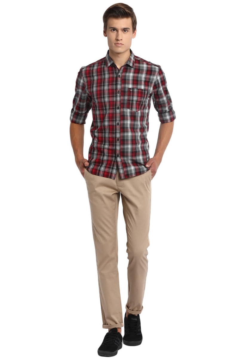 BASICS SLIM FIT MIX AND MATCH CHECKS SHIRT