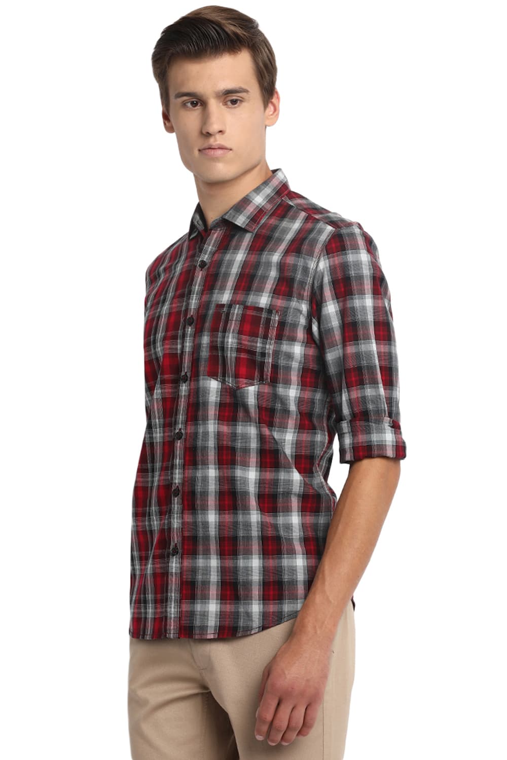 BASICS SLIM FIT MIX AND MATCH CHECKS SHIRT