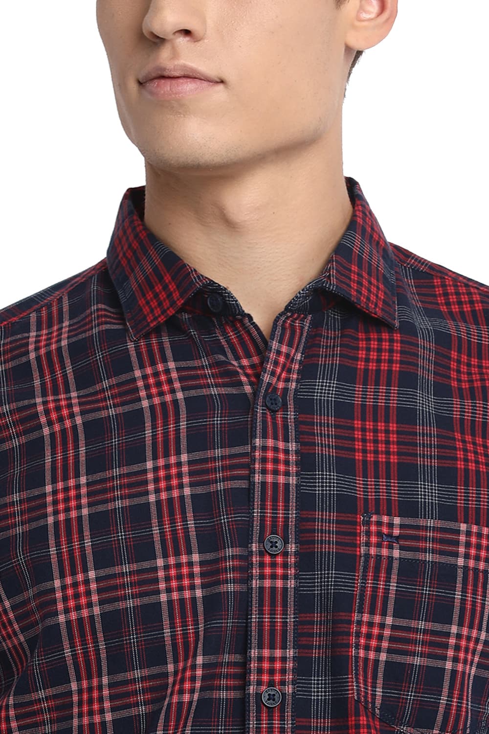 BASICS SLIM FIT MIX AND MATCH CHECKS SHIRT