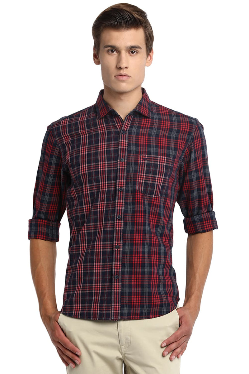 BASICS SLIM FIT MIX AND MATCH CHECKS SHIRT