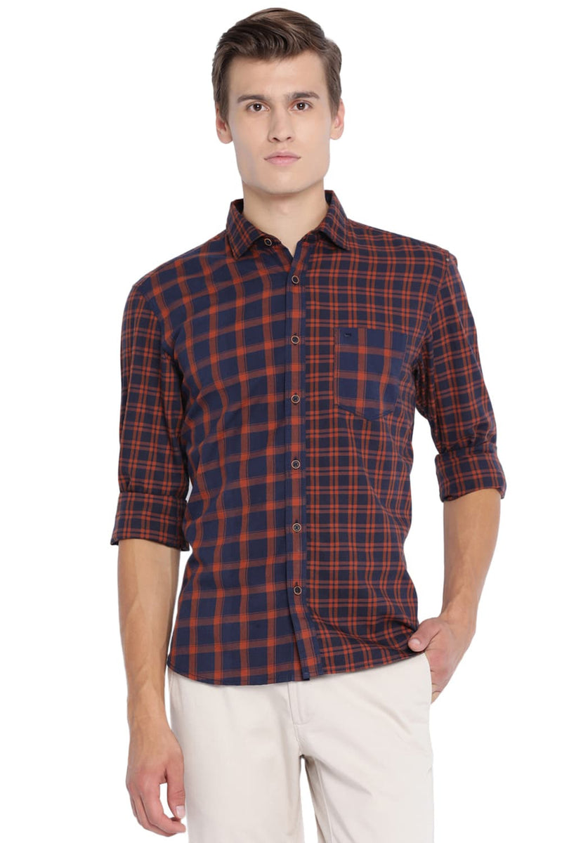 BASICS SLIM FIT MIX AND MATCH CHECKS SHIRT