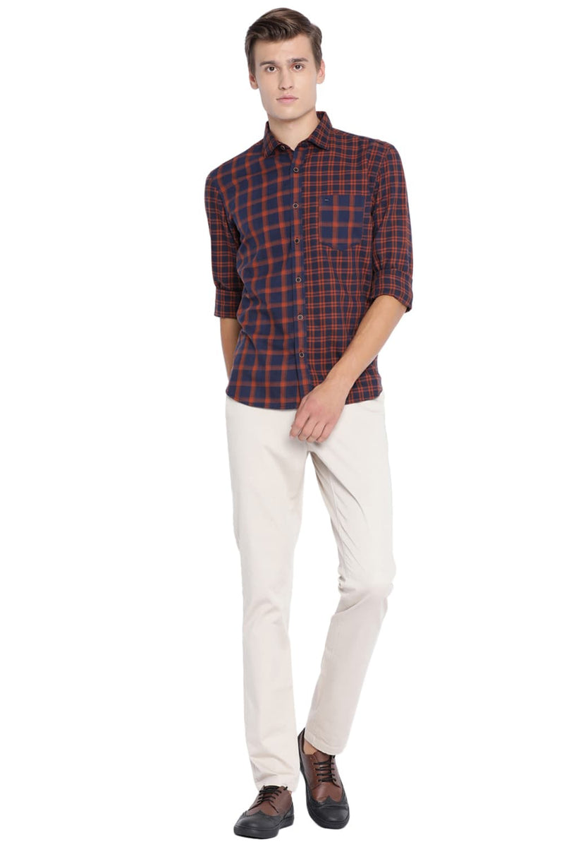 BASICS SLIM FIT MIX AND MATCH CHECKS SHIRT