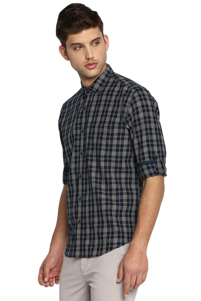 BASICS SLIM FIT CHECKS SHIRT