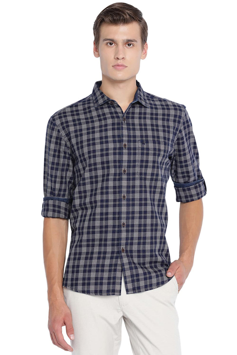 BASICS SLIM FIT CHECKS SHIRT