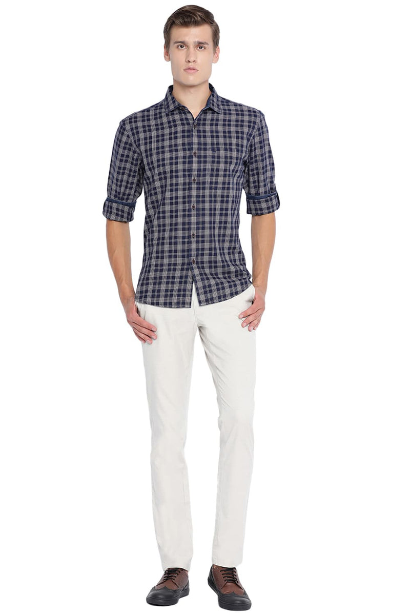 BASICS SLIM FIT CHECKS SHIRT