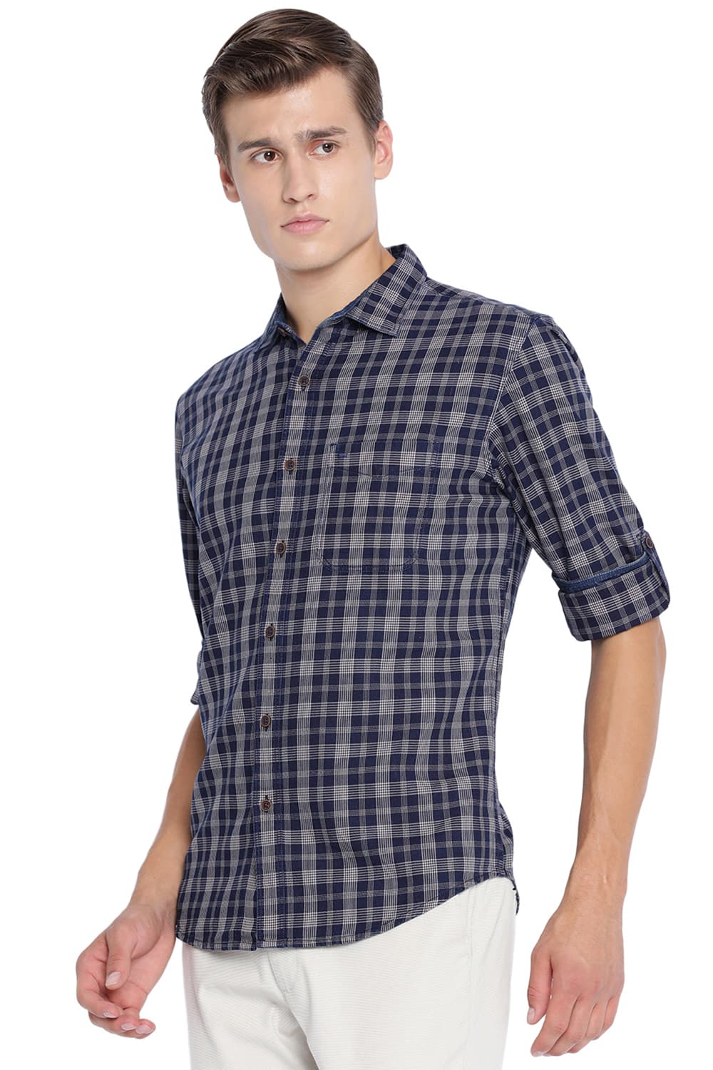 BASICS SLIM FIT CHECKS SHIRT