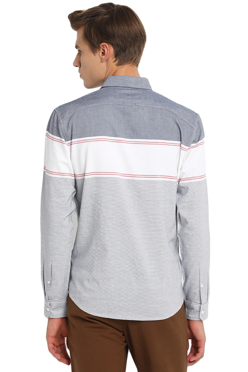 BASICS SLIM FIT WEFT STRIPES SHIRT