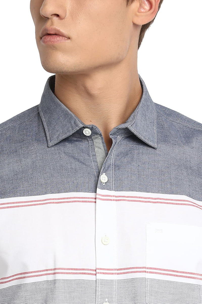 BASICS SLIM FIT WEFT STRIPES SHIRT