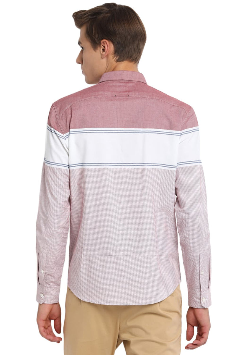 BASICS SLIM FIT WEFT STRIPES SHIRT