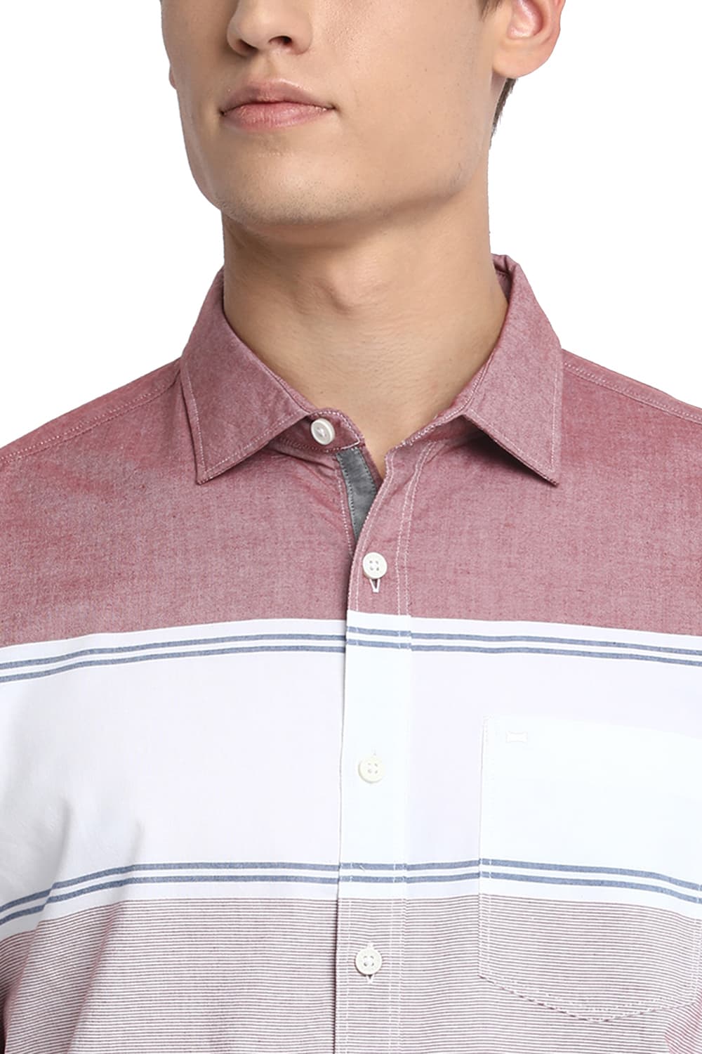 BASICS SLIM FIT WEFT STRIPES SHIRT