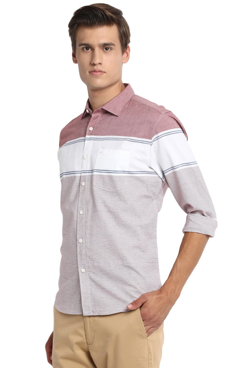 BASICS SLIM FIT WEFT STRIPES SHIRT