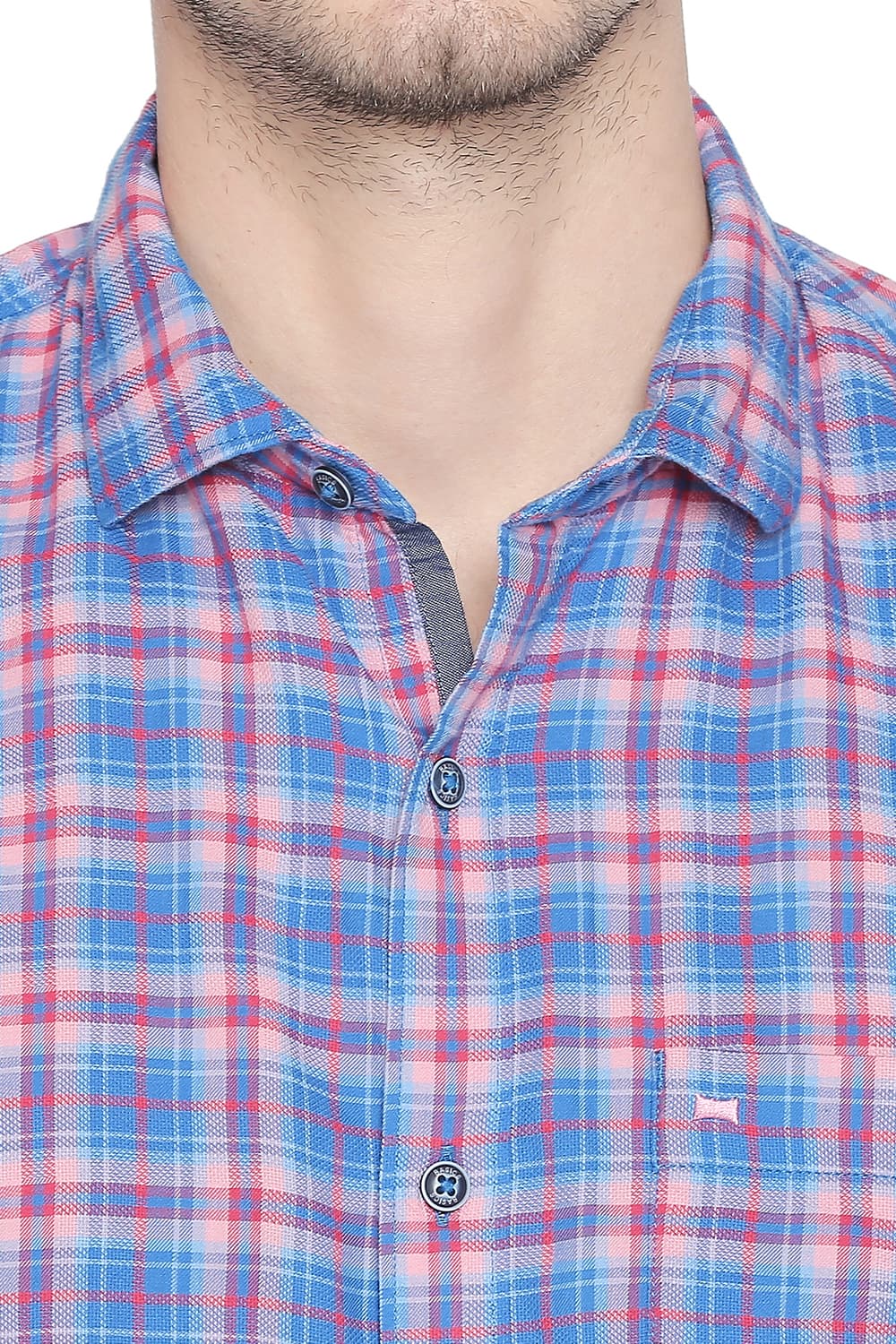 BASICS SLIM FIT CHECKS SHIRT