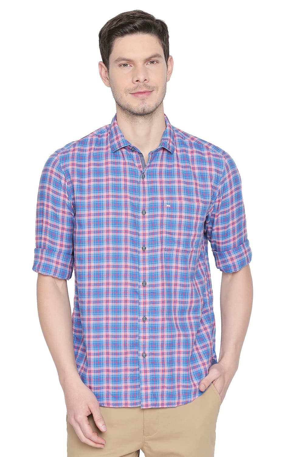 BASICS SLIM FIT CHECKS SHIRT