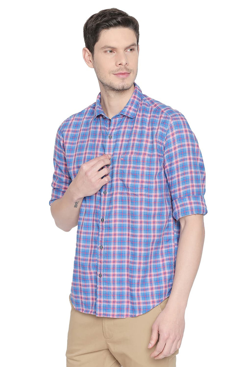 BASICS SLIM FIT CHECKS SHIRT