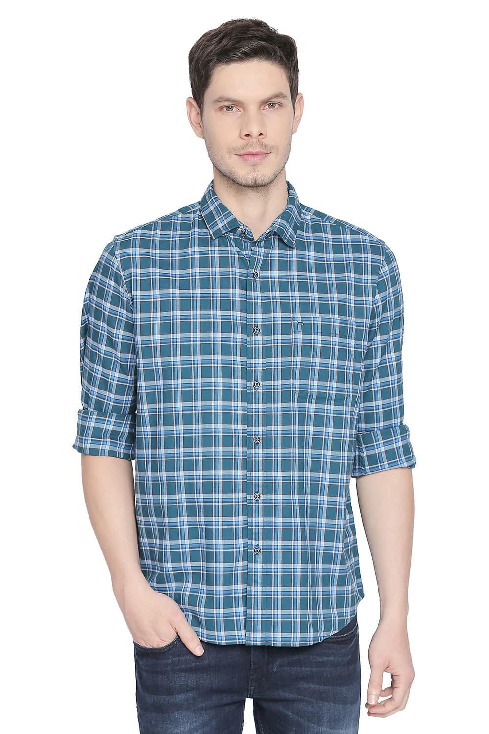 BASICS SLIM FIT CHECKS SHIRT