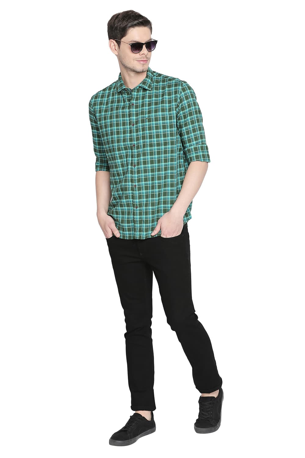 BASICS SLIM FIT CHECKS SHIRT