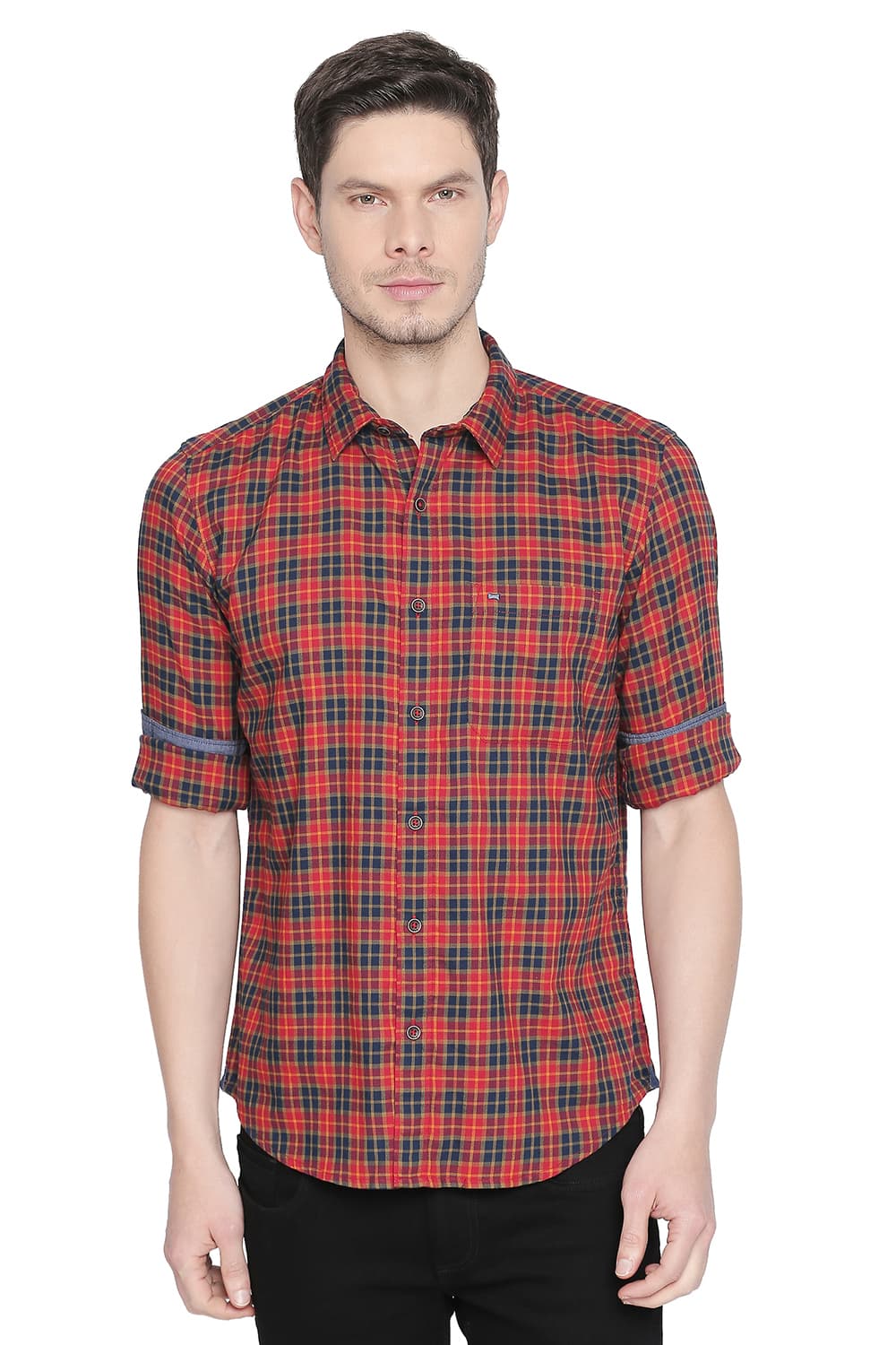 BASICS SLIM FIT CHECKS SHIRT