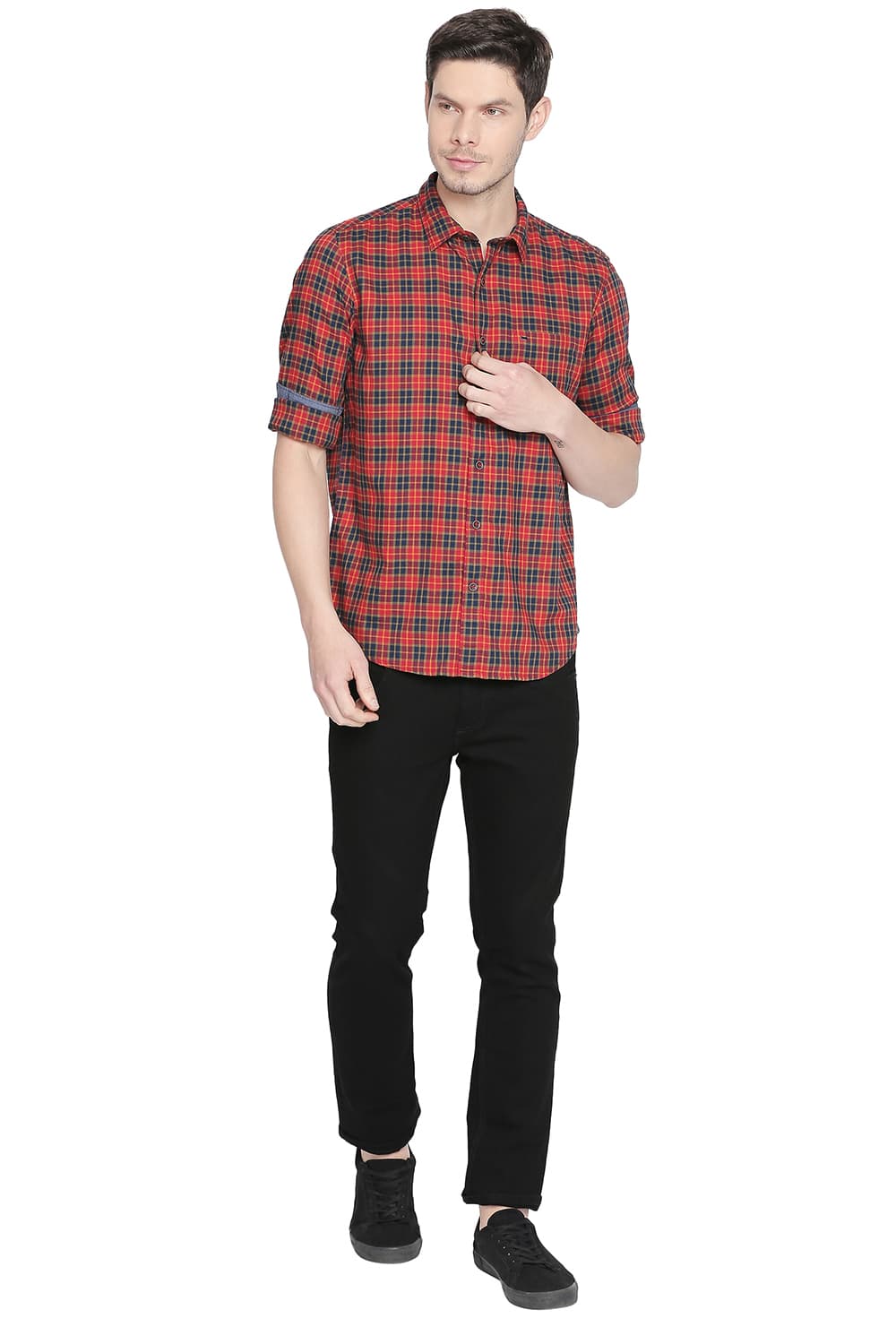 BASICS SLIM FIT CHECKS SHIRT