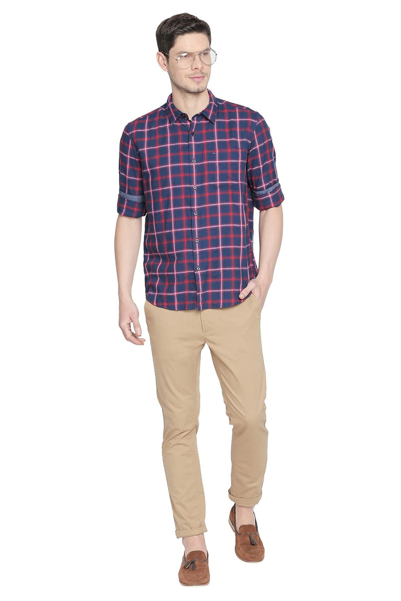 BASICS SLIM FIT CHECKS SHIRT