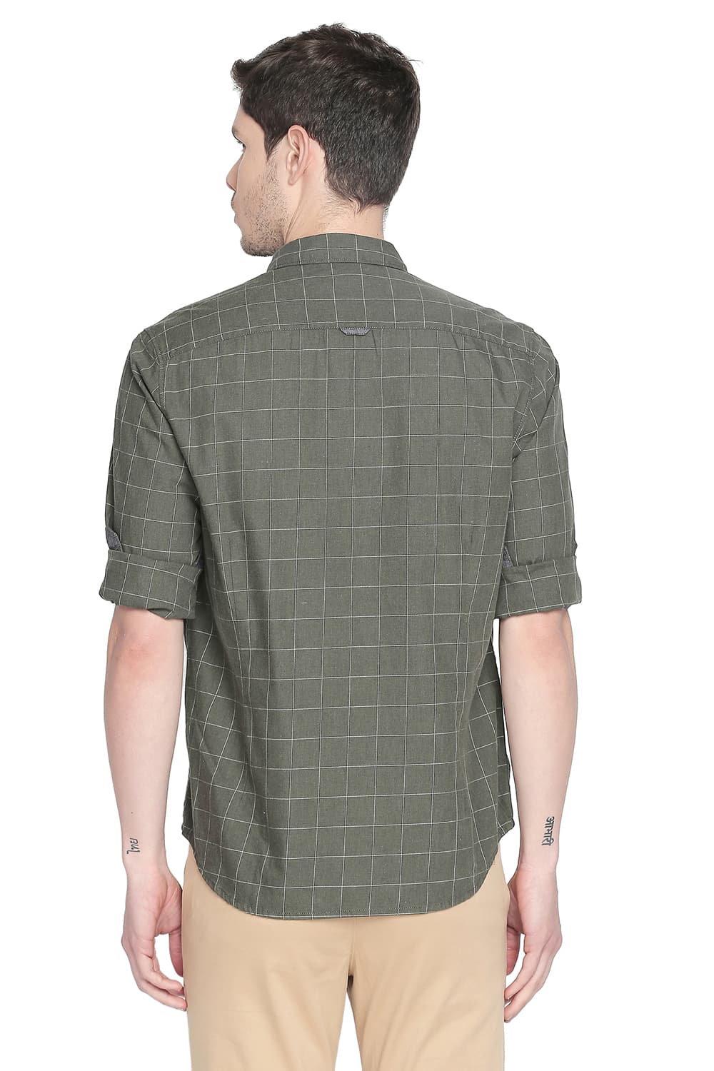 BASICS SLIM FIT TWILL CHECKS SHIRT