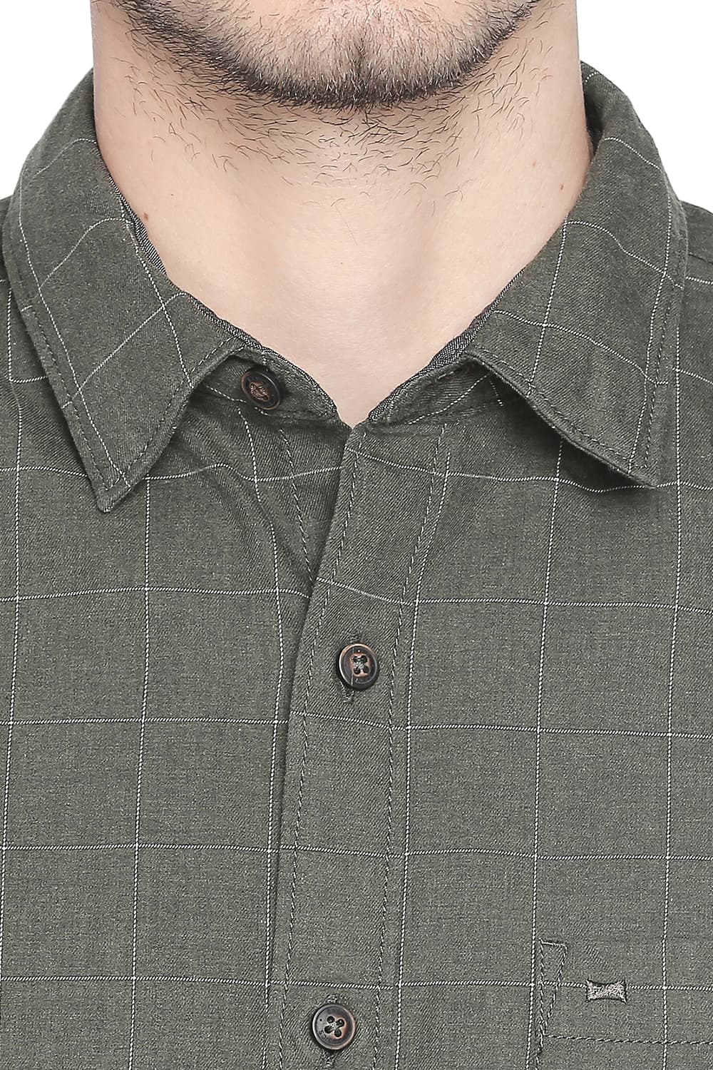 BASICS SLIM FIT TWILL CHECKS SHIRT