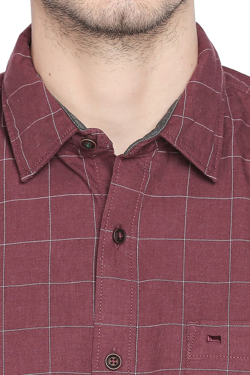 BASICS SLIM FIT TWILL CHECKS SHIRT