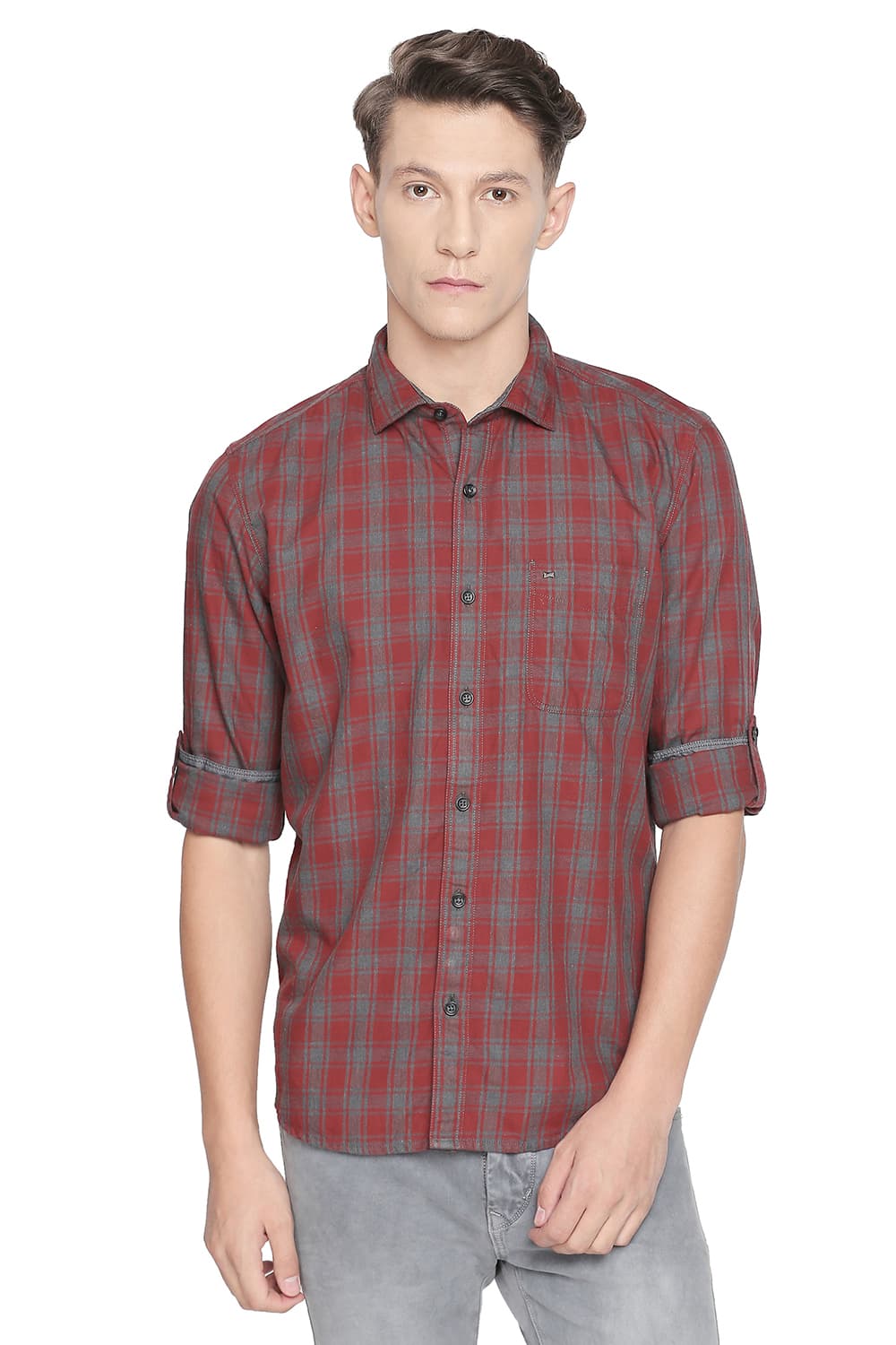 BASICS SLIM FIT CHECKS SHIRT