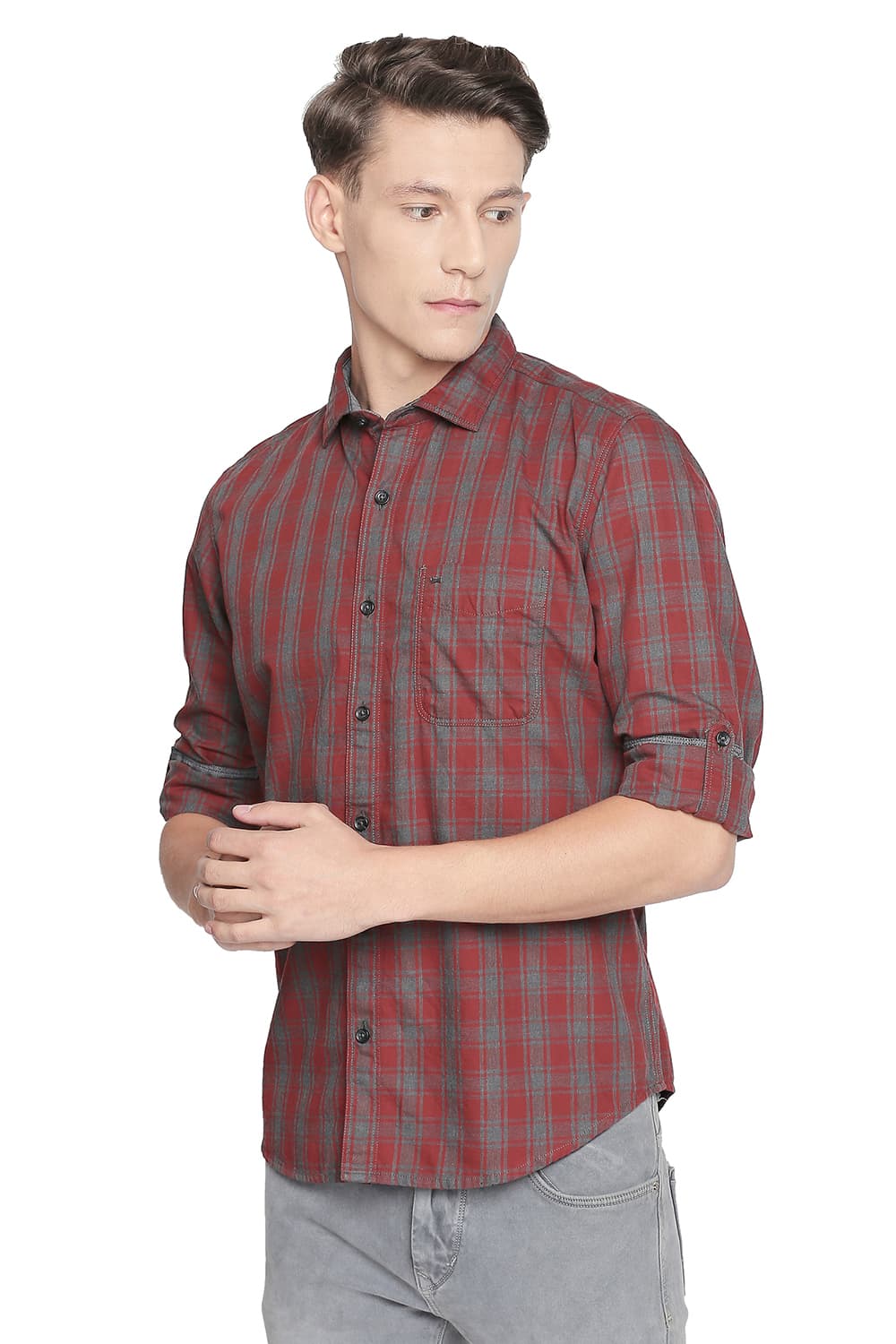 BASICS SLIM FIT CHECKS SHIRT