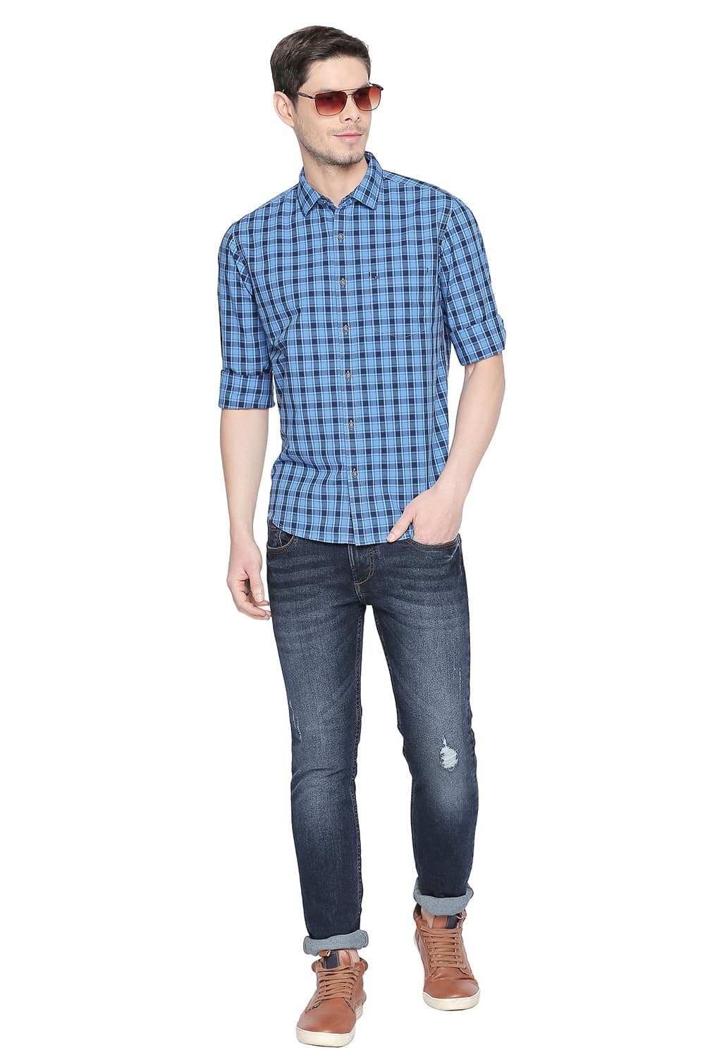 BASICS SLIM FIT CHECKS SHIRT