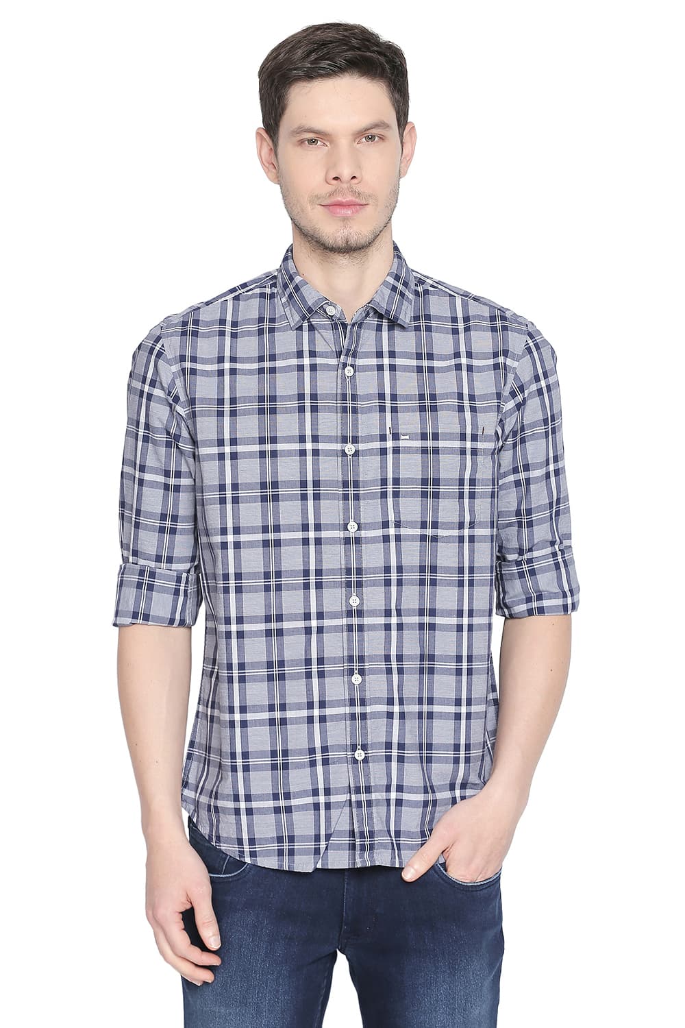 BASICS SLIM FIT CHECKS SHIRT