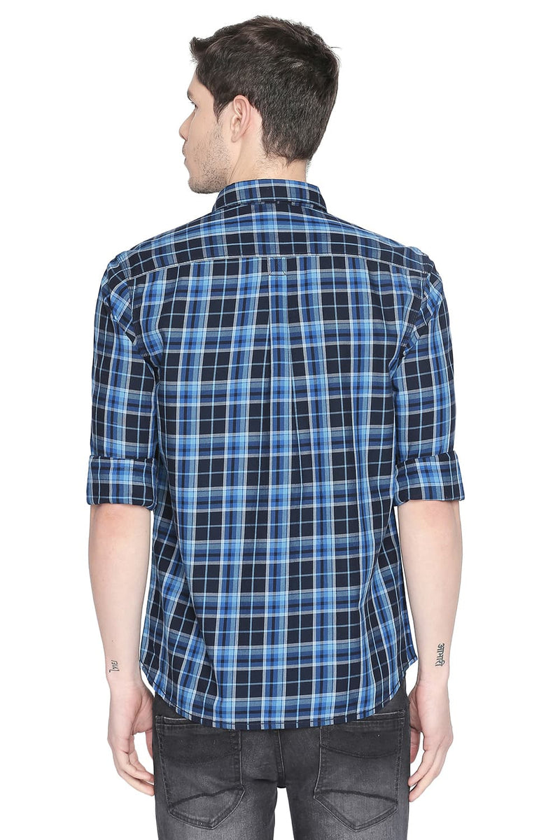 BASICS SLIM FIT TWILL CHECKS SHIRT