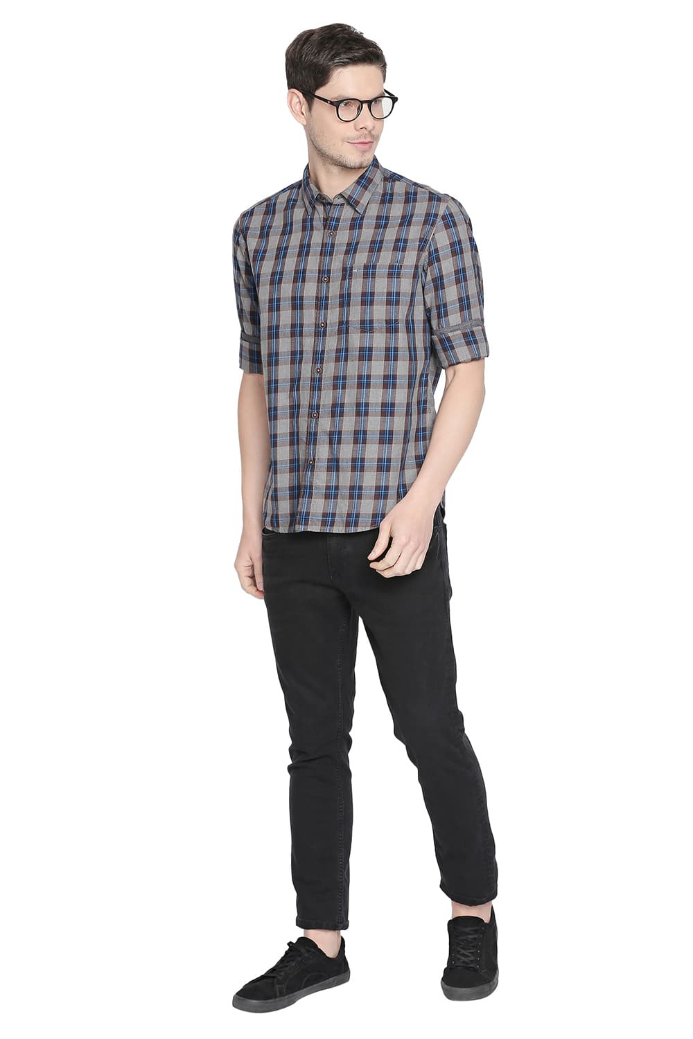 BASICS SLIM FIT CHECKS SHIRT