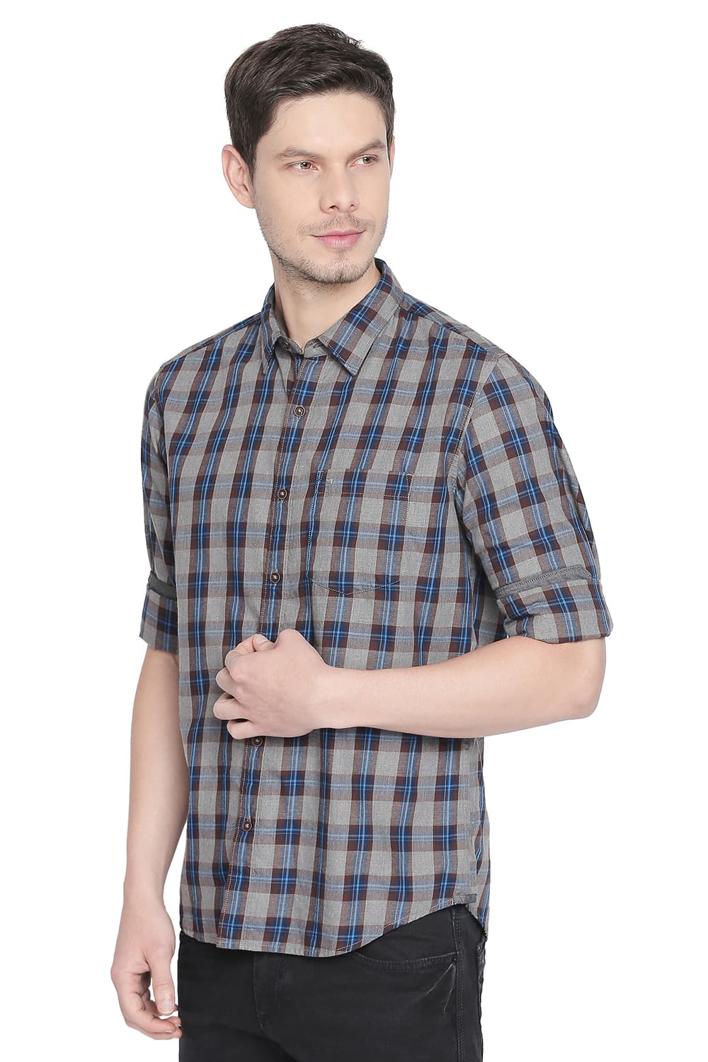 BASICS SLIM FIT CHECKS SHIRT